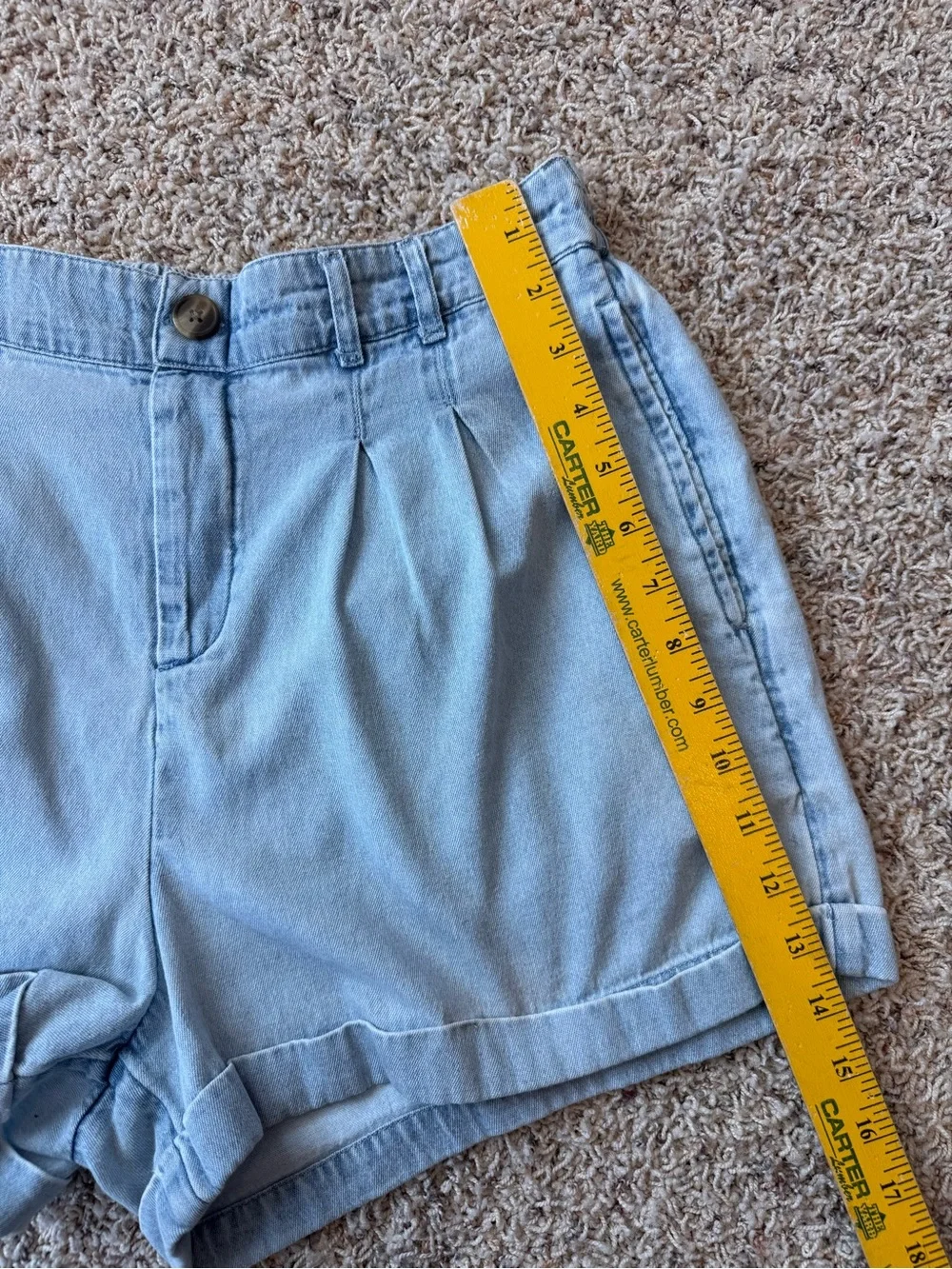 American Eagle Paperbag Waist Denim Shorts Light Wash Pull On Cuffed Women’s S - Picture 8 of 13